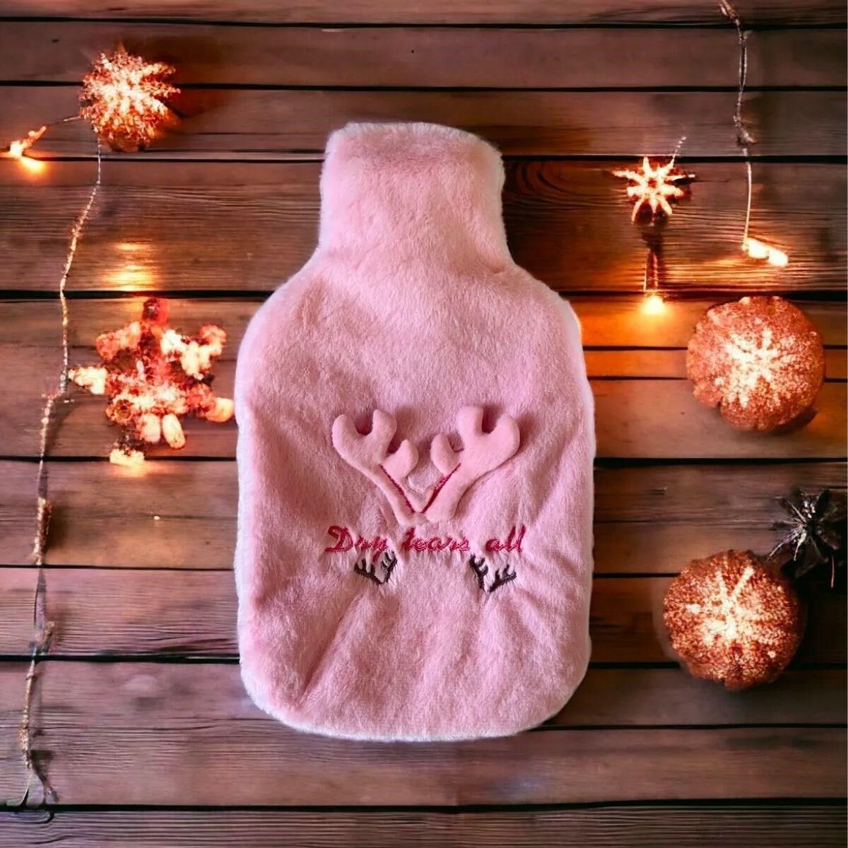 KanguruMarkt® 2 Litrelik Geyikli Model Peluş Kılıflı Sıcak Su Torbası