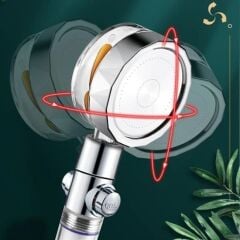 KanguruMarkt® Turbo Pervaneli ve Filtreli Su Tasarruflu 360 Derece Dönebilen Tazyikli Duş Başlığı