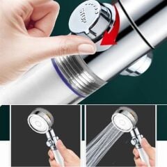 KanguruMarkt® Turbo Pervaneli ve Filtreli Su Tasarruflu 360 Derece Dönebilen Tazyikli Duş Başlığı